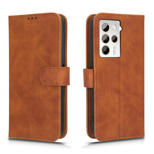 Leather Case Stands Flip Cover Holder L01Z for HTC U23 Pro 5G Brown