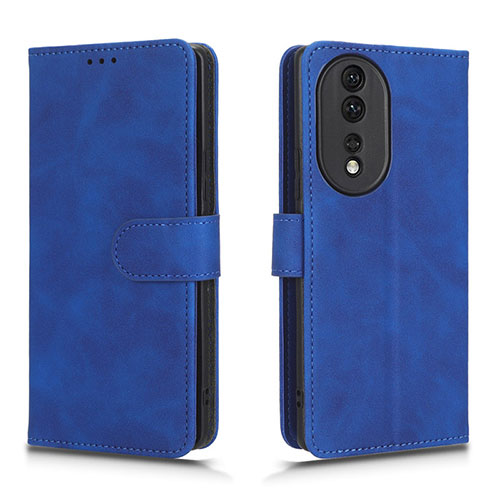 Leather Case Stands Flip Cover Holder L01Z for Huawei Honor 80 5G Blue