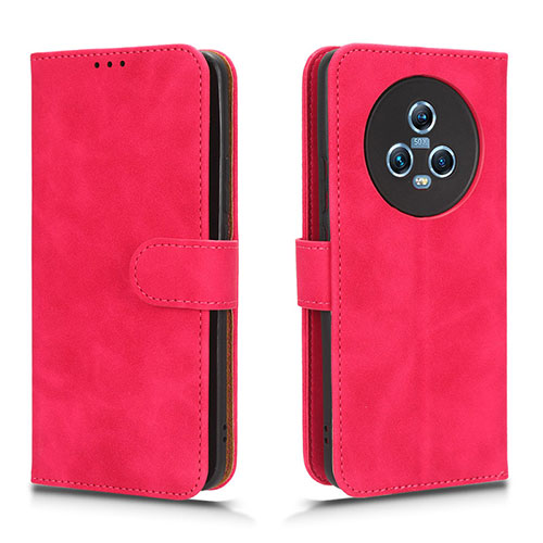 Leather Case Stands Flip Cover Holder L01Z for Huawei Honor Magic5 5G Hot Pink