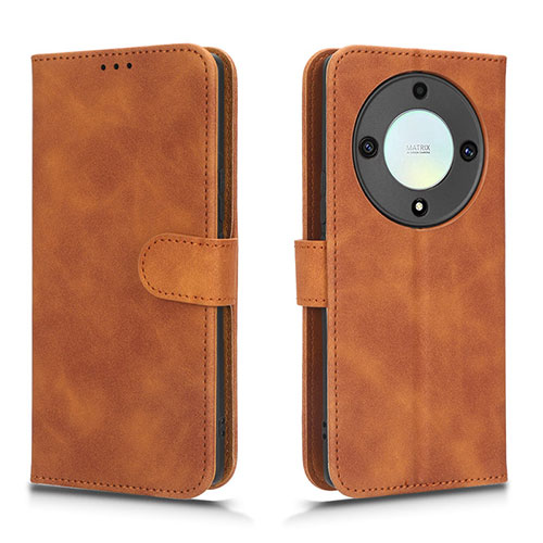 Leather Case Stands Flip Cover Holder L01Z for Huawei Honor Magic5 Lite 5G Brown