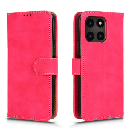 Leather Case Stands Flip Cover Holder L01Z for Huawei Honor X8b Hot Pink