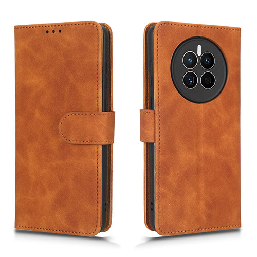 Leather Case Stands Flip Cover Holder L01Z for Huawei Mate 50 Brown