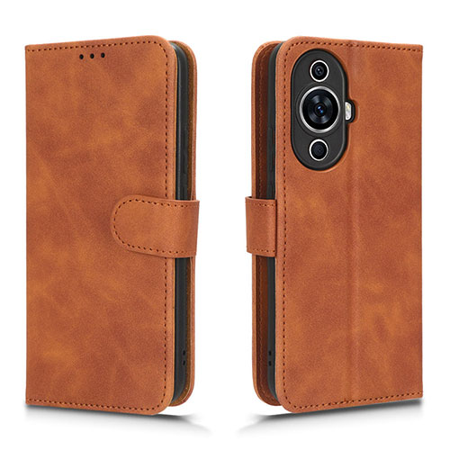 Leather Case Stands Flip Cover Holder L01Z for Huawei Nova 11 Brown