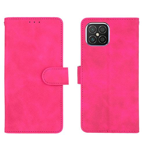 Leather Case Stands Flip Cover Holder L01Z for Huawei Nova 8 SE 4G Hot Pink