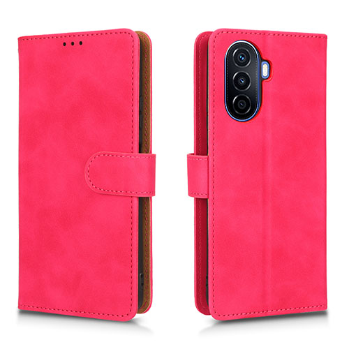 Leather Case Stands Flip Cover Holder L01Z for Huawei Nova Y70 Plus Hot Pink