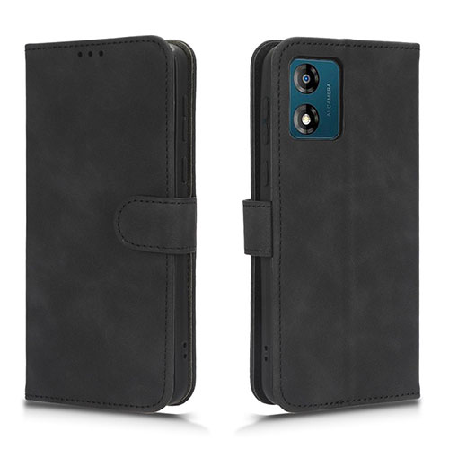 Leather Case Stands Flip Cover Holder L01Z for Motorola Moto E13 Black