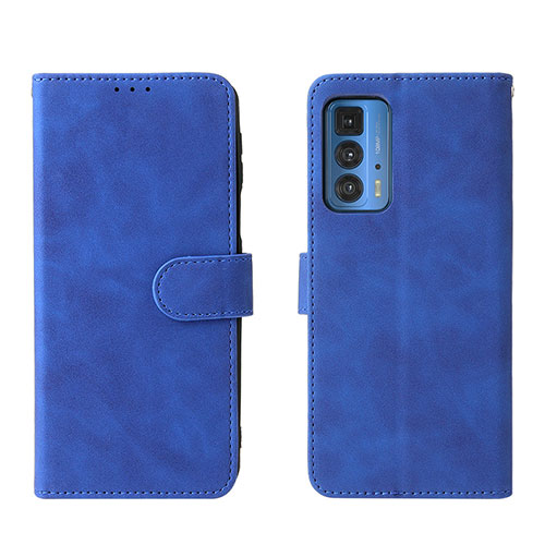 Leather Case Stands Flip Cover Holder L01Z for Motorola Moto Edge 20 Pro 5G Blue