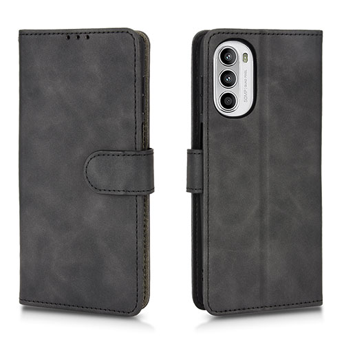 Leather Case Stands Flip Cover Holder L01Z for Motorola Moto Edge (2022) 5G Black