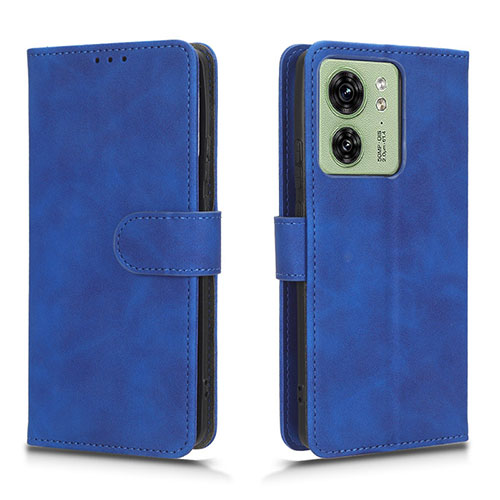 Leather Case Stands Flip Cover Holder L01Z for Motorola Moto Edge (2023) 5G Blue