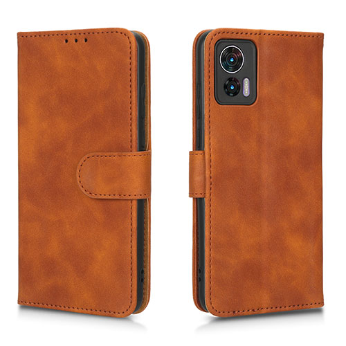 Leather Case Stands Flip Cover Holder L01Z for Motorola Moto Edge 30 Neo 5G Brown