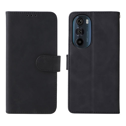 Leather Case Stands Flip Cover Holder L01Z for Motorola Moto Edge 30 Pro 5G Black