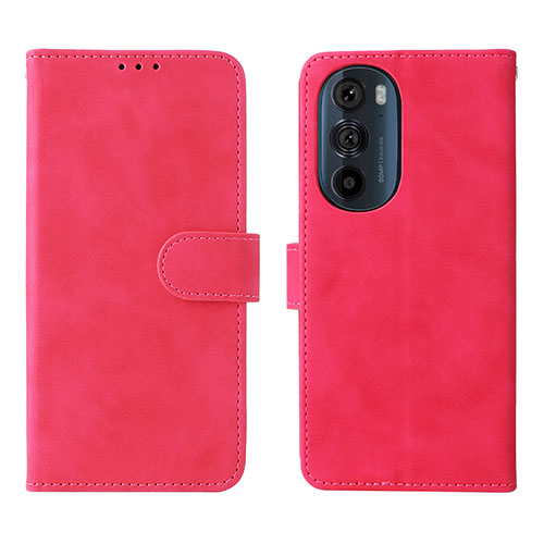 Leather Case Stands Flip Cover Holder L01Z for Motorola Moto Edge 30 Pro 5G Hot Pink