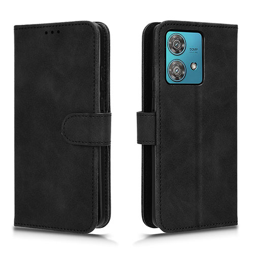 Leather Case Stands Flip Cover Holder L01Z for Motorola Moto Edge 40 Neo 5G Black