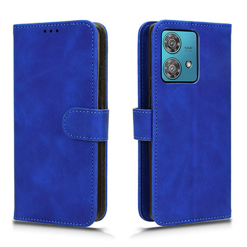 Leather Case Stands Flip Cover Holder L01Z for Motorola Moto Edge 40 Neo 5G Blue