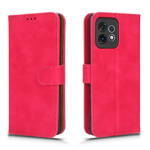 Leather Case Stands Flip Cover Holder L01Z for Motorola Moto Edge 40 Pro 5G Hot Pink