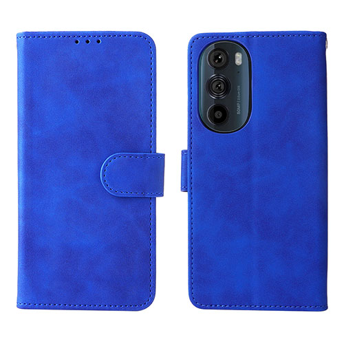 Leather Case Stands Flip Cover Holder L01Z for Motorola Moto Edge X30 5G Blue