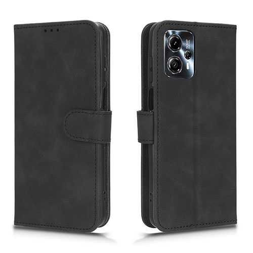 Leather Case Stands Flip Cover Holder L01Z for Motorola Moto G23 Black