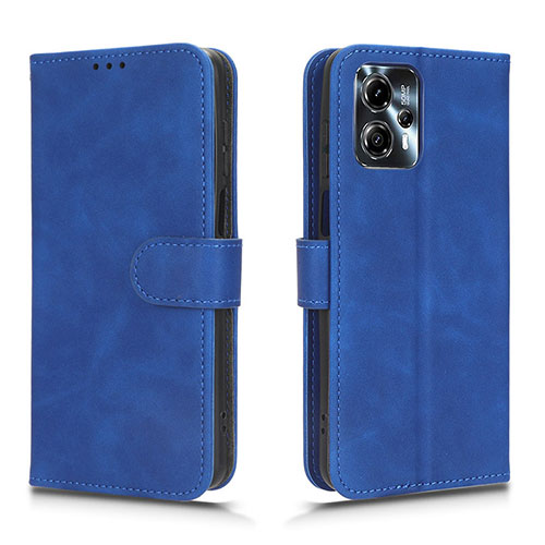 Leather Case Stands Flip Cover Holder L01Z for Motorola Moto G23 Blue