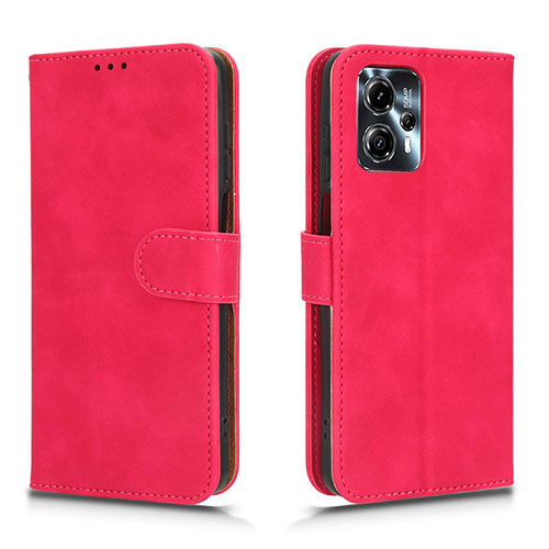 Leather Case Stands Flip Cover Holder L01Z for Motorola Moto G23 Hot Pink