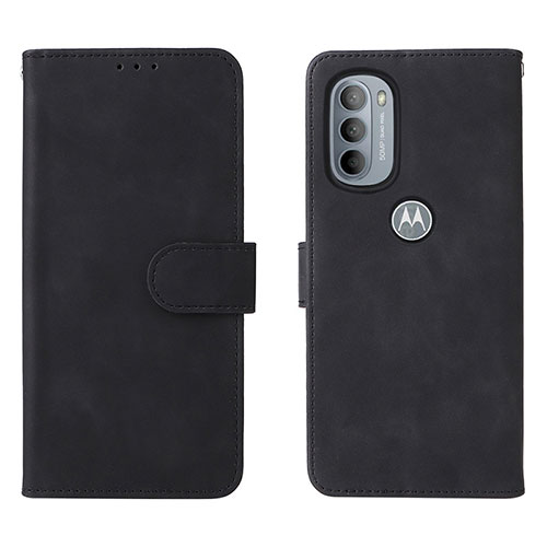 Leather Case Stands Flip Cover Holder L01Z for Motorola Moto G31 Black