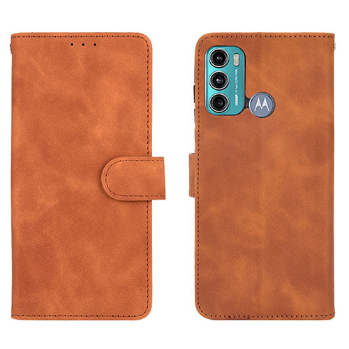 Leather Case Stands Flip Cover Holder L01Z for Motorola Moto G40 Fusion Brown