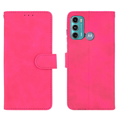 Leather Case Stands Flip Cover Holder L01Z for Motorola Moto G40 Fusion Hot Pink