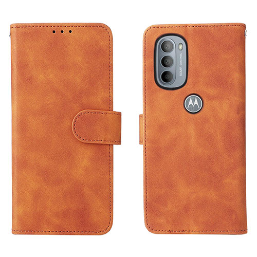 Leather Case Stands Flip Cover Holder L01Z for Motorola Moto G41 Brown