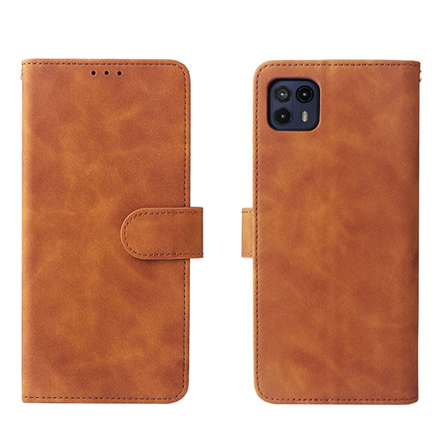 Leather Case Stands Flip Cover Holder L01Z for Motorola Moto G50 5G Brown