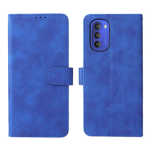 Leather Case Stands Flip Cover Holder L01Z for Motorola Moto G51 5G Blue