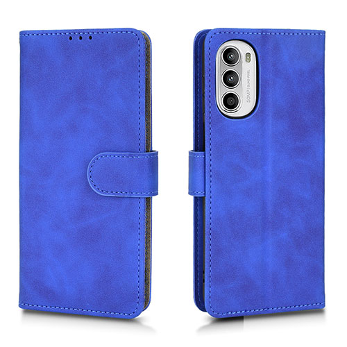 Leather Case Stands Flip Cover Holder L01Z for Motorola Moto G71s 5G Blue