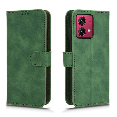 Leather Case Stands Flip Cover Holder L01Z for Motorola Moto G84 5G Green