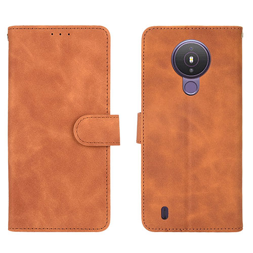 Leather Case Stands Flip Cover Holder L01Z for Nokia 1.4 Brown