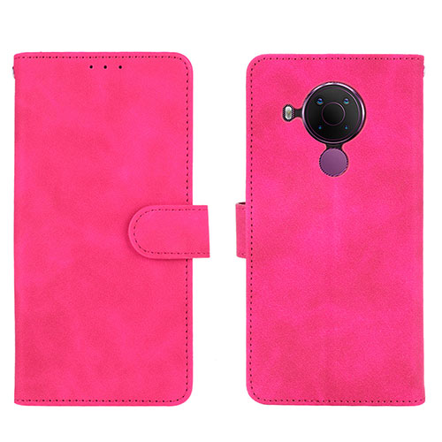 Leather Case Stands Flip Cover Holder L01Z for Nokia 5.4 Hot Pink