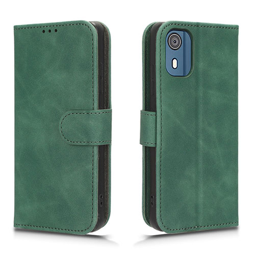 Leather Case Stands Flip Cover Holder L01Z for Nokia C02 Green