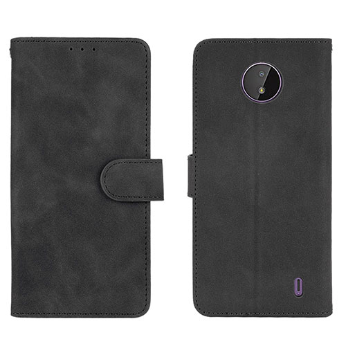 Leather Case Stands Flip Cover Holder L01Z for Nokia C10 Black