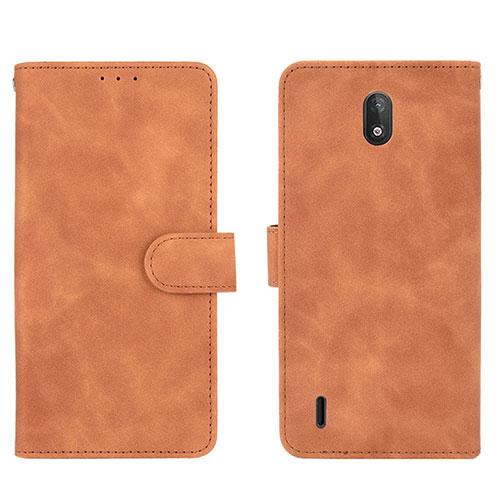 Leather Case Stands Flip Cover Holder L01Z for Nokia C2 Brown