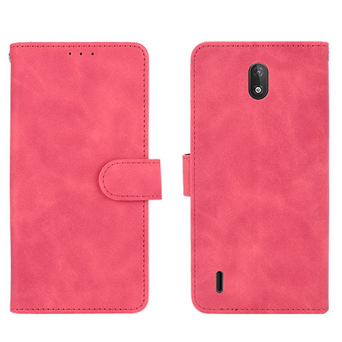 Leather Case Stands Flip Cover Holder L01Z for Nokia C2 Hot Pink