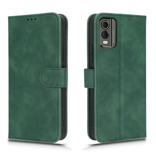 Leather Case Stands Flip Cover Holder L01Z for Nokia C210 Green