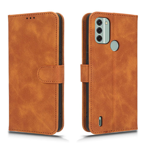 Leather Case Stands Flip Cover Holder L01Z for Nokia C31 Brown