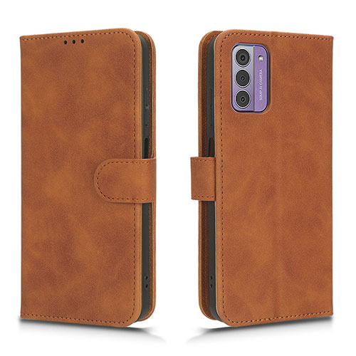 Leather Case Stands Flip Cover Holder L01Z for Nokia G310 5G Brown