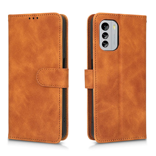 Leather Case Stands Flip Cover Holder L01Z for Nokia G60 5G Brown