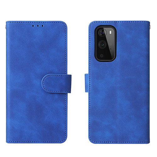 Leather Case Stands Flip Cover Holder L01Z for OnePlus 9 Pro 5G Blue