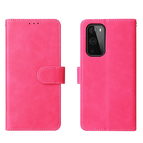 Leather Case Stands Flip Cover Holder L01Z for OnePlus 9 Pro 5G Hot Pink