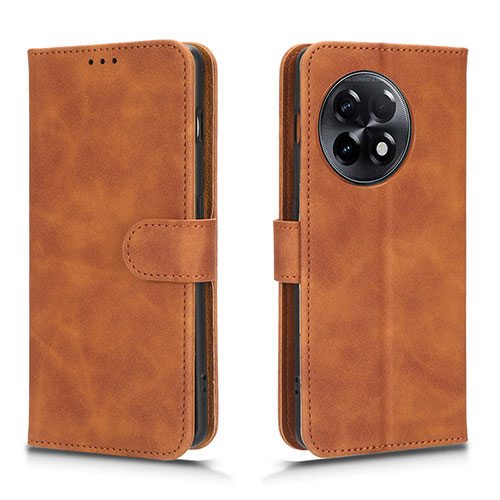 Leather Case Stands Flip Cover Holder L01Z for OnePlus Ace 2 5G Brown