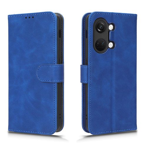 Leather Case Stands Flip Cover Holder L01Z for OnePlus Ace 2V 5G Blue