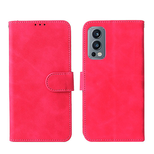 Leather Case Stands Flip Cover Holder L01Z for OnePlus Nord 2 5G Hot Pink