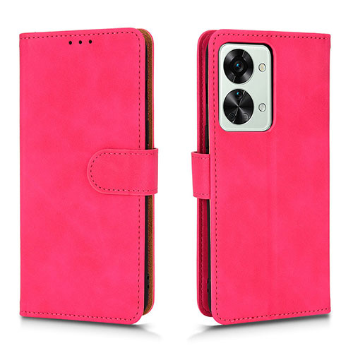 Leather Case Stands Flip Cover Holder L01Z for OnePlus Nord 2T 5G Hot Pink