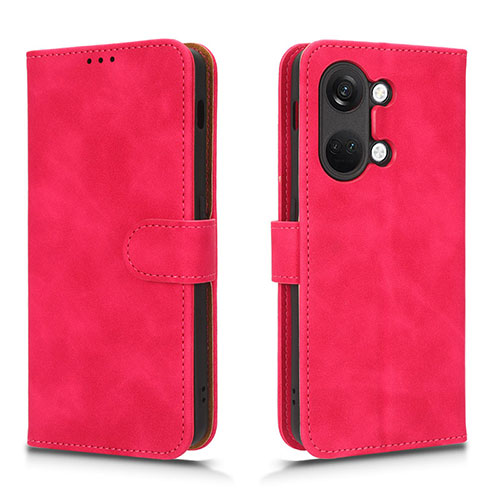 Leather Case Stands Flip Cover Holder L01Z for OnePlus Nord 3 5G Hot Pink