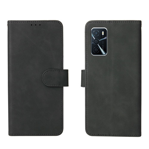 Leather Case Stands Flip Cover Holder L01Z for Oppo A16 Black