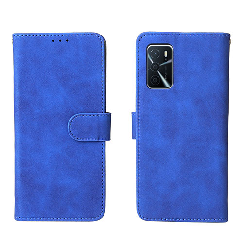 Leather Case Stands Flip Cover Holder L01Z for Oppo A16 Blue